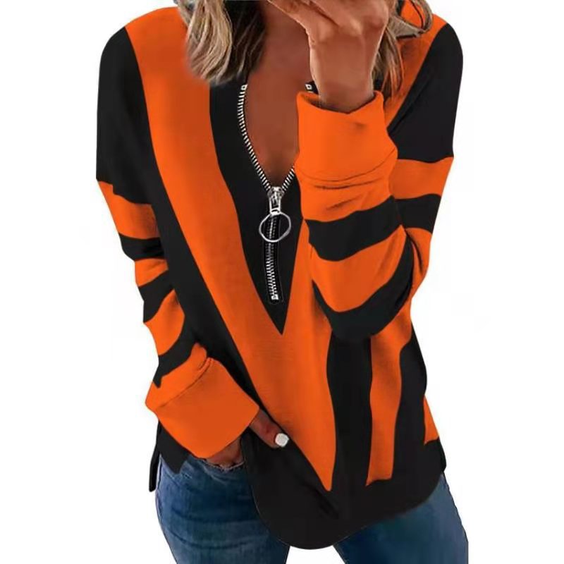 V-neck Zipper Sweatshirt