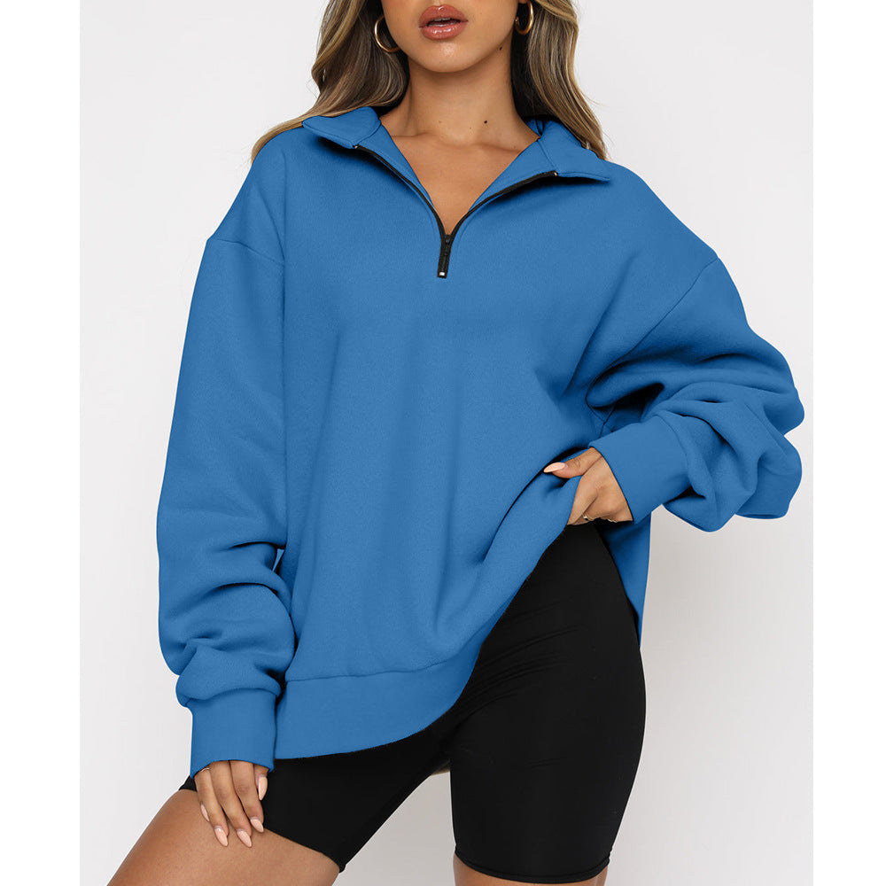 Zip Turndown Collar Hoodie