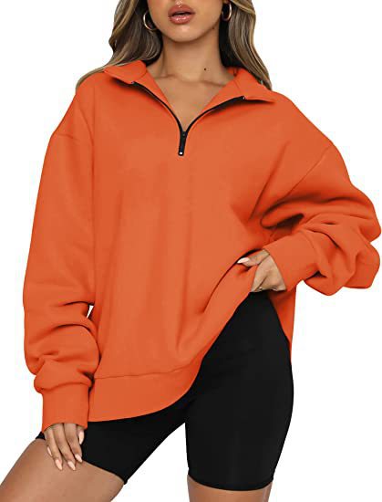 Zip Turndown Collar Hoodie