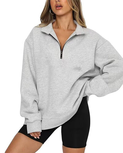 Zip Turndown Collar Hoodie