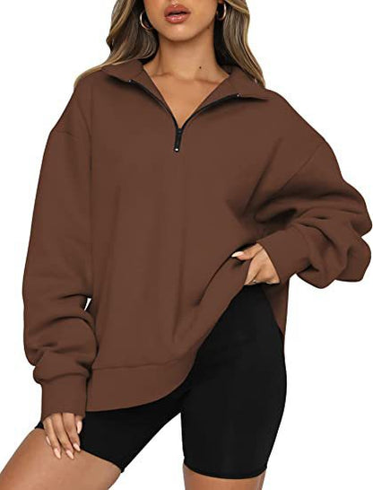 Zip Turndown Collar Hoodie