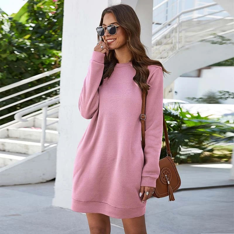 Casual Long Sleeve Mini Dress