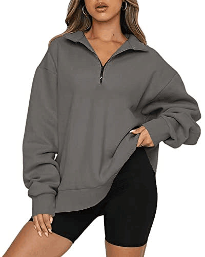 Zip Turndown Collar Hoodie