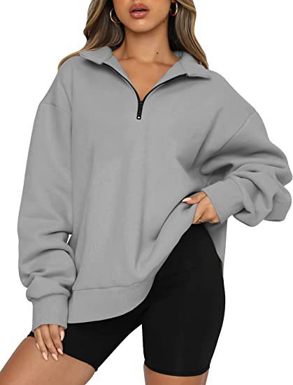 Zip Turndown Collar Hoodie