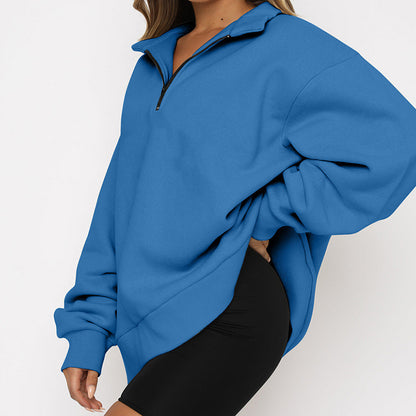 Zip Turndown Collar Hoodie