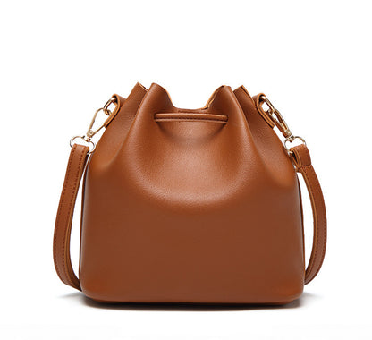 Leather Drawstring Bucket Bag