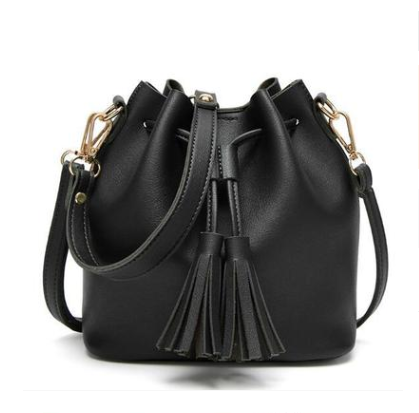 Leather Drawstring Bucket Bag