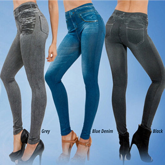 Fake Pocket Skinny Denim Leggings