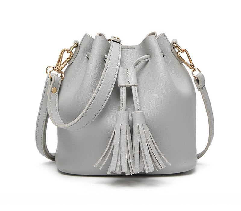 Leather Drawstring Bucket Bag