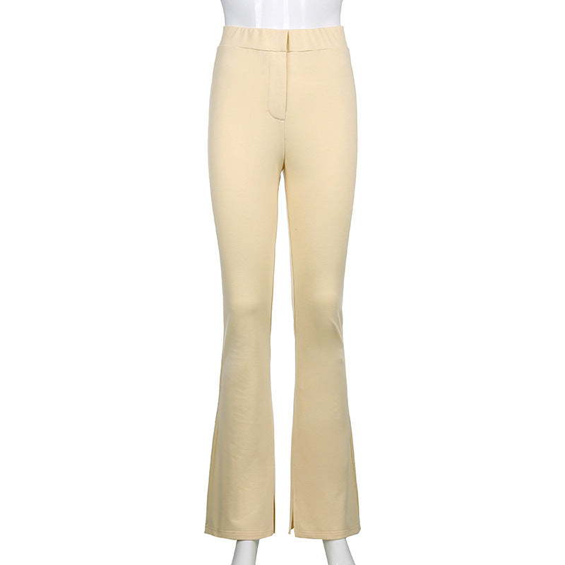 High Waist Skinny Split Casual Pants