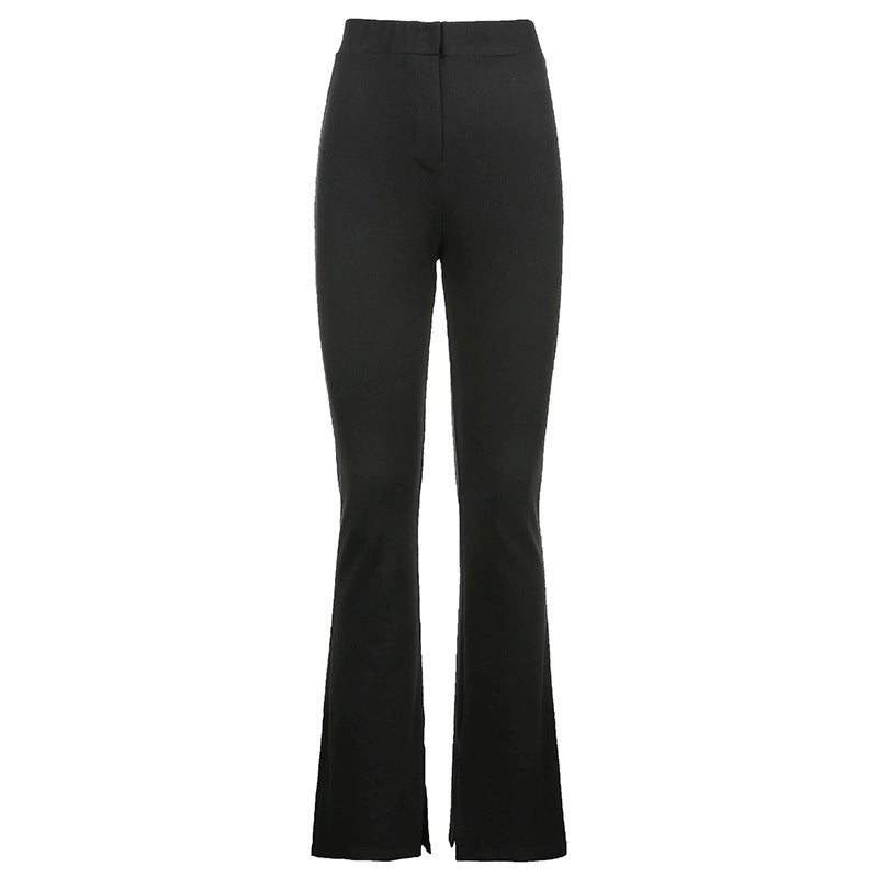 High Waist Skinny Split Casual Pants