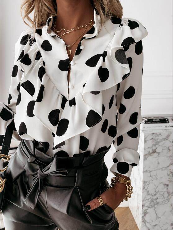 Polka Dot Long Sleeve Blouse