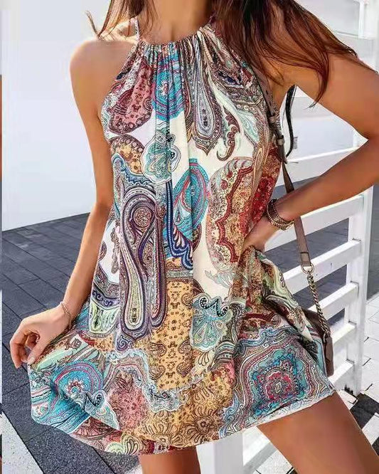 Sleeveless Printed Mini Dress