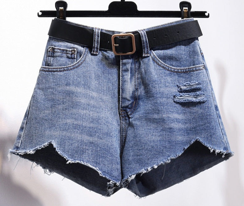 Irregular Cut Denim Shorts