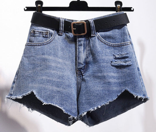 Irregular Cut Denim Shorts