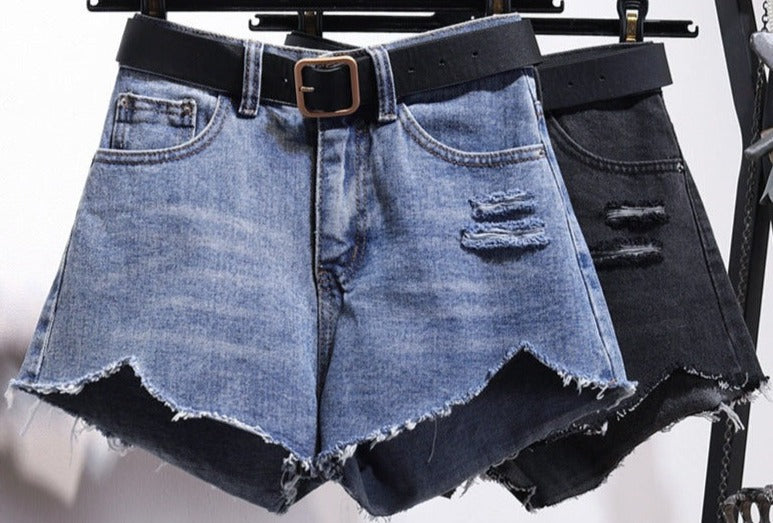 Irregular Cut Denim Shorts