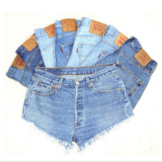 Washed Blue Denim Shorts