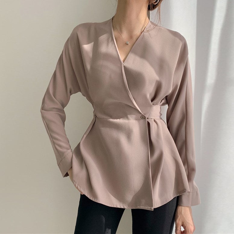 Long Sleeve Envelope Blouse