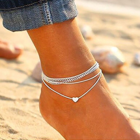 Double Chain Heart Anklet