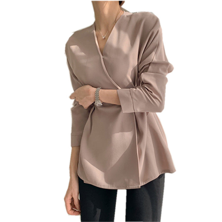 Long Sleeve Envelope Blouse