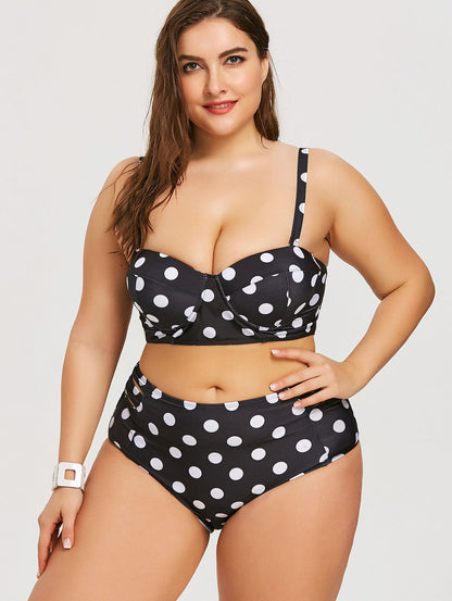 Underwire Plus Size Polka Dot Bikini