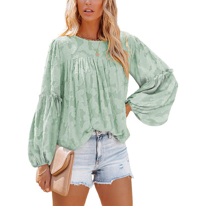 Long Lantern Sleeve Floral Shirt