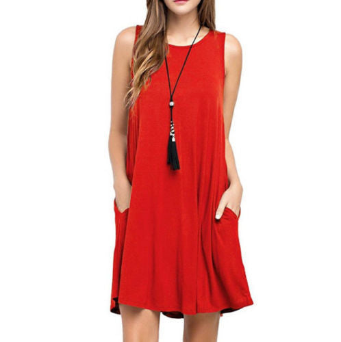 Casual Pocket Sleeveless Summer Dress