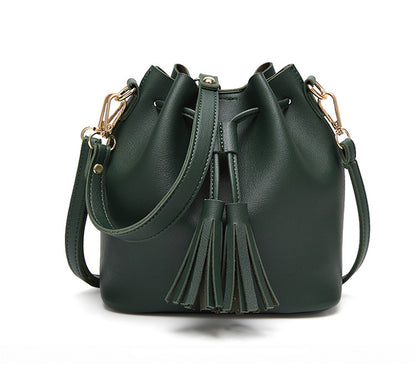 Leather Drawstring Bucket Bag