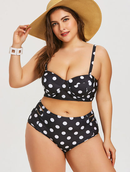 Underwire Plus Size Polka Dot Bikini