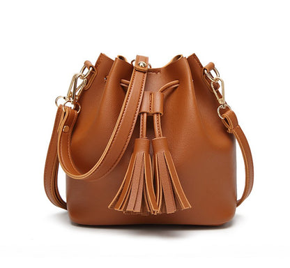 Leather Drawstring Bucket Bag