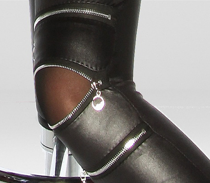 Butt Lifting Knee Zippers Leather Pants