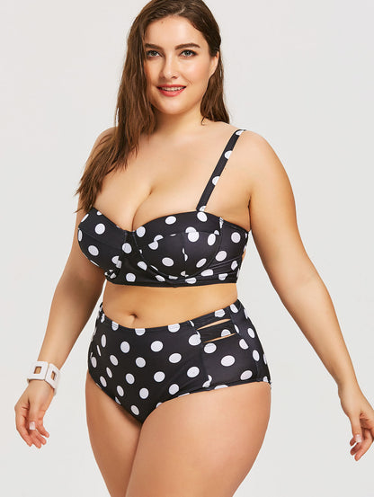 Underwire Plus Size Polka Dot Bikini