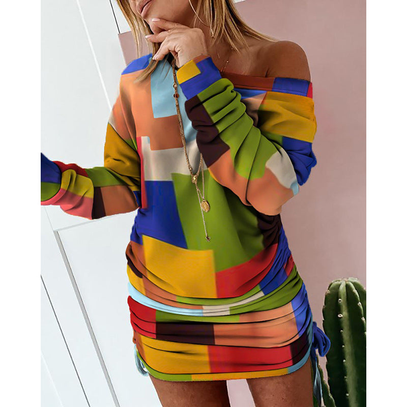 Color-clash Long-sleeved Mini Dress