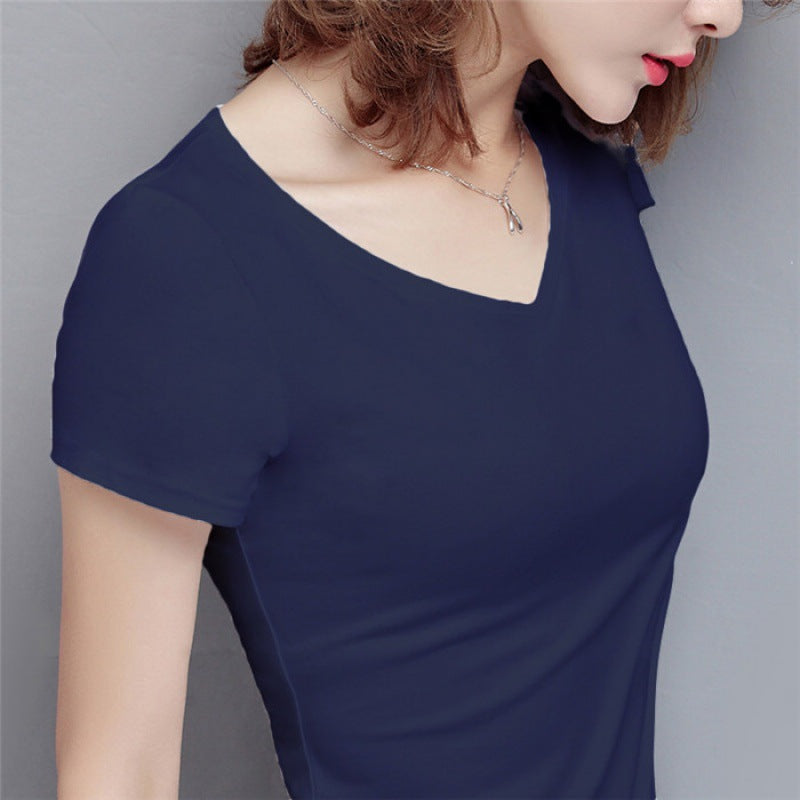 Basic V-Neck Cotton T-shirt