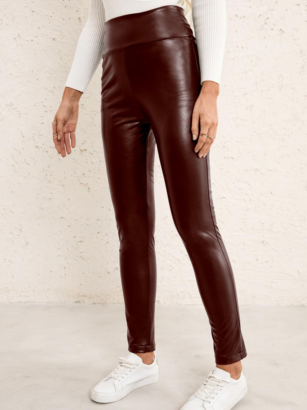 High Waist Stretch Skinny Leather Pants