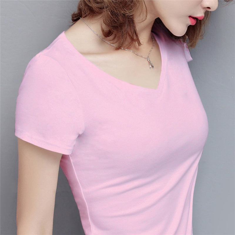 Basic V-Neck Cotton T-shirt